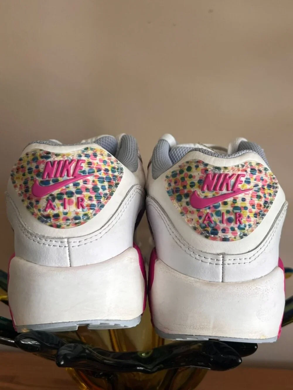 Nike Air Max 90 LTR SE ( GS ) Youth 6.5 Polka Dot White/Pink/Blue (DV1843 100)